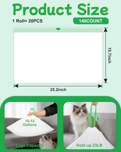 60 Count Cat Litter Box Liners for Automatic Litter Box, Pre-Separated Easy-Dispense Waste Bags with Drawstring, Heavy Duty Leak-Proof Liners Compatible with Litter-Robot 4/5/3, 25.2"x15.7" - Image 6