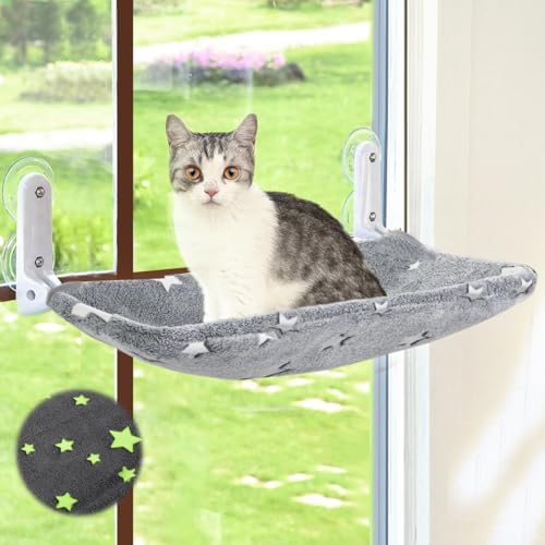 Zoratoo Glow in the Dark Cat Window Perch, Foldable Cordless Pet Hammock, L by Zoratoo