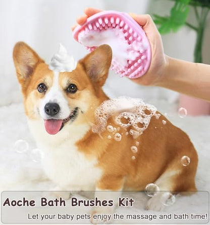 Pet Grooming Brush Kit, 4Pack Dog Bath Brushes Flea Comb Set for Cat - Image 7