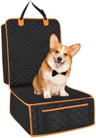 Dog Front Seat Cover for Car,Pet Front Car Seat Cover,Scratch-Proof Pet Seat Cover for Car,Trucks,SUV,Front Seat Dog Cover（Black，45"X 21"，1pack） by RUONARIER