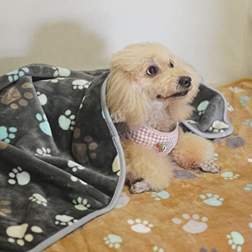 1 Pack 3 Puppy Blankets Super Soft Warm Sleep Mat Cute PAW Print Blanket Fleece Pet Blanket Flannel Throw Dog Blankets for Small Dogs Puppy Cats,Gray/White/Brown-Small(23"x15") - Image 6