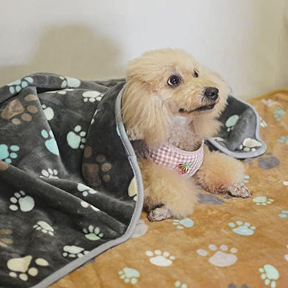 1 Pack 3 Puppy Blankets Super Soft Warm Sleep Mat Cute PAW Print Blanket Fleece Pet Blanket Flannel Throw Dog Blankets for Small Dogs Puppy Cats,Gray/White/Brown-Small(23"x15") - Image 6