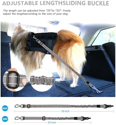 AUBELL Dog Seat Belt for Car,2 Pack Set 3-in-1 Dog Car Harness,Black+Grey - Image 6