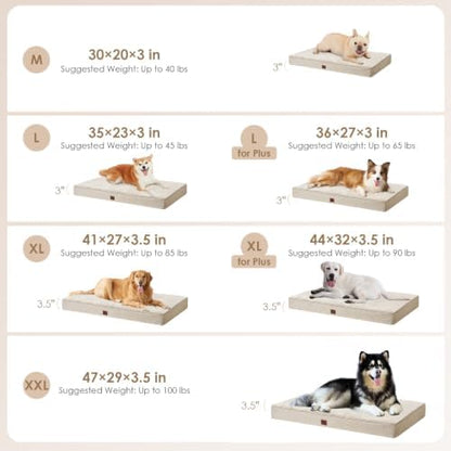 EHEYCIGA XXL Washable Dog Crate Bed with Memory Foam, 47x29Inch, Beige - Image 3