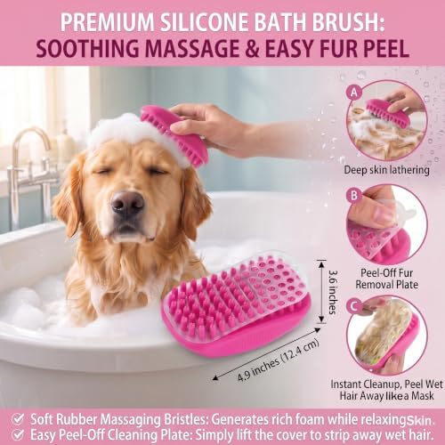 5 PCS Cat & Dog Grooming Kit Brush, Self-Cleaning Slicker Hair Brush, Nail Clipper, Undercoat Rake, Pet Bath Brush with Removable Screen,Pet Comb for Short & Long Haired Dogs Cats, Pink - Image 6