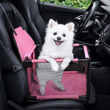 GENORTH Dog Car Seats for Small and Medium Dogs,Portable Puppy/Pet Car Booster Seat with Clip-On Leash and Mesh Window for Pet Up to 20 lbs by GENORTH