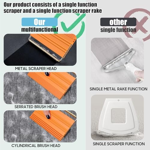 Mini Pet Hair Remover – 2025 Reusable Carpet Rake & Fur Scraper for Furniture, Car Interior, Hair Remover Brush for Bed, Couch, Home Surfaces Orange - Image 4