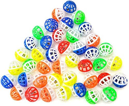 CHIWAVA 45PCS 1.6'' Cat Toy Ball with Bell Plastic Lattice Jingle Balls - Image 4