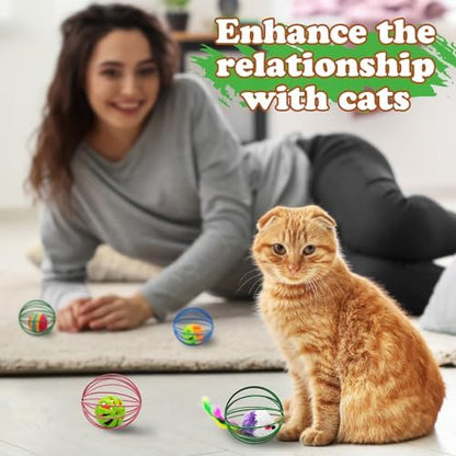 Andiker Cat Toy Ball,6pcs Cat Interactive Toy for Cats,Caged Mouse and Ball for Cats to Chase and Grab (Ball Toy) - Image 6