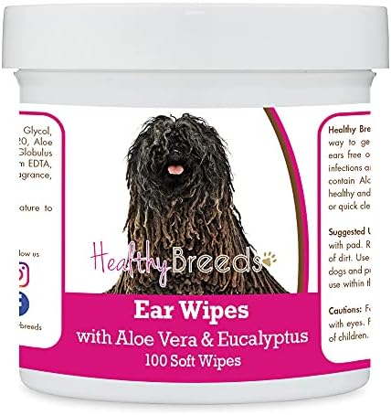Healthy Breeds Pulik Ear Cleaning Wipes with Aloe & Eucalyptus for Dogs 100 Count by HealthyBreeds