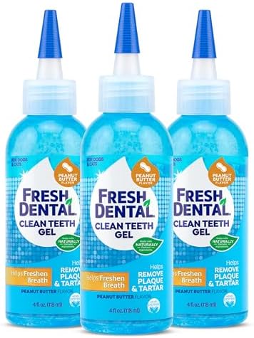 Naturel Promise Fresh Dental Clean Teeth Gel, 4 Fl Oz, Peanut Butter - Helps Remove Plaque, Tartar, & Freshen Breath - No Brushing Pet Oral Care Made in The USA for Dog and Cat Dental Care (Pack of 3) by NaturelPromise