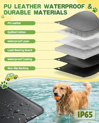 Victoper Dog Car Seat Cover, 600D Heavy Dute Car Seat Cover for Dogs Pets,100% Waterproof Anti-Scratch Nonslip Dog Hammock for Cars, Hard Bottom Seat Covers Protector for Sedan SUV Truck PU Leather - Image 7
