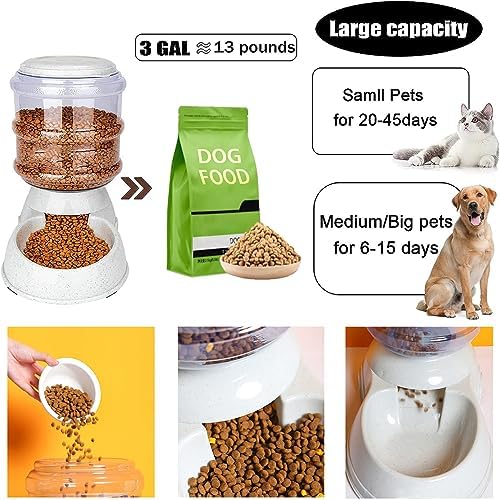 Automatic Dog Feeders, Dog Feeder Dispenser for Large Dogs, 3 Gallon Gravity Automatic Dog Cat Feeder Station, Dry Food Storage Container Bowl for Adult Dogs - Image 3