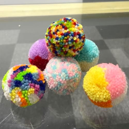 Assorted Color Cat Ball Toys, Woolen Yarn Puffs Pom Balls Interactive Kitten Chasing Toys Cat Chase Balls (12Pcs) - Image 5