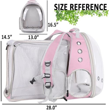 Square Back Extension Pet Backpack Carrier for Cat and Small Puppy up to 12 Pounds, Clear Space Capsule Astronaut Transparent Bubble Window Backpack to Carry and Transport Cat to Vet and Traveling - Image 2