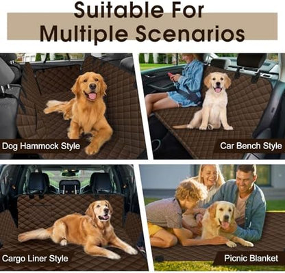 Waterproof Dog Car Seat Cover for Back Seat, Pet Hammock- L, Coffee/Black - Image 6
