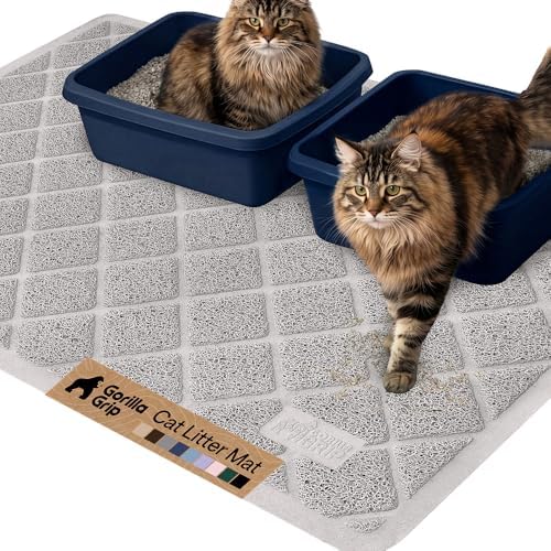 GORILLA GRIP Cat Litter Box Mat, Coiled Mesh Trapping Mats 47x35 Light Gray by Unknown