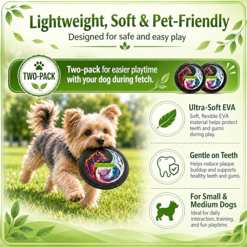 Dog Flying Disc Frisbee, Soft EVA Fetch Toy for Interactive Play & Bonding, Safe for Teeth, Floating Water Toy with Taiji Design -for Home/Outdoor Playtime-for Small/Medium Dog (2 Pack) - Image 2