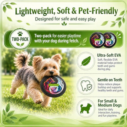 Dog Flying Disc Frisbee, Soft EVA Fetch Toy for Interactive Play & Bonding, Safe for Teeth, Floating Water Toy with Taiji Design -for Home/Outdoor Playtime-for Small/Medium Dog (2 Pack) - Image 2