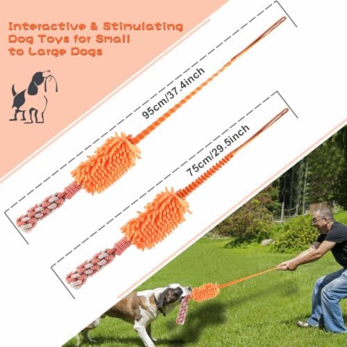 Dog Puppy Toys Dog Squeak Toys Plush Dog Toy with Dog Ropes Knots for Fun and Teeth Cleaning,Tug of War Toys, Puppy Chew Toys, Dog Rope Toys for Training Small, Large Dogs (Orange, Dog Bite Stick Toy) - Image 6