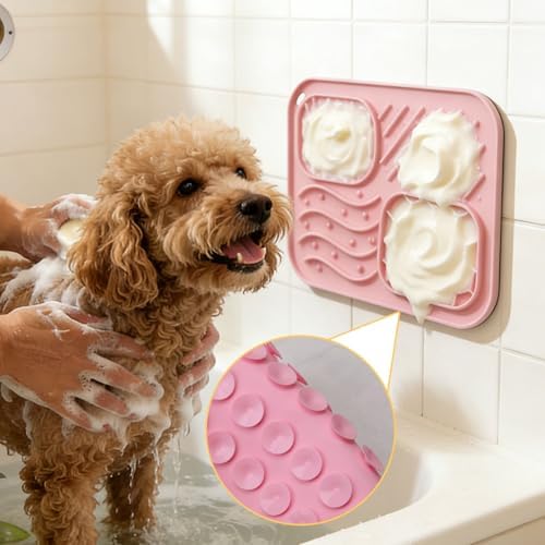 Lick Mat for Cat & Puppy, Premium Silicone Slow‑Feeder Bowl, BPA‑Free, Food‑Grade, Suction‑Cup Design for Dry & Wet Food – Anxiety & Boredom Relief, Dishwasher & Freezer Safe, Pink - Image 3