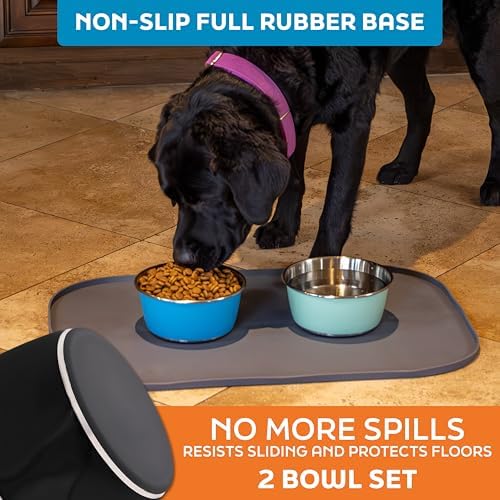 Master Pet Supply Stainless Steel Dog Bowls Set of 2 - Black Velvet - 32 Oz - Image 4