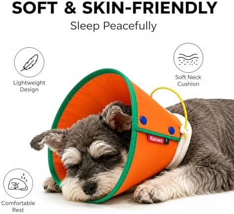 Soft Dog Cone Collar for Dogs & Cats, Adjustable Elizabethan Recovery Collar, Lightweight EPE Material, Post-Surgery Wound Protection (Orange, L) - Image 3