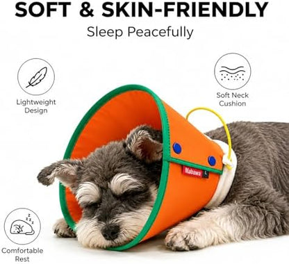Soft Dog Cone Collar for Dogs & Cats, Adjustable Elizabethan Recovery Collar, Lightweight EPE Material, Post-Surgery Wound Protection (Orange, L) - Image 3