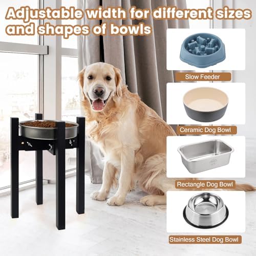 Elevated Dog Bowl Stand Adjustable Dog Food Holder 14”H Large Black - Image 6