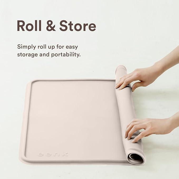Pee Pad Tray Holder for Dogs - Fits Up to 25 x 25 in. Square Potty Training Pads No Spill Raised Lip High Edge Silicone Mat, Extra Thick and Non-Slip for Indoor Floor Protection (Large, Beige) | eenk