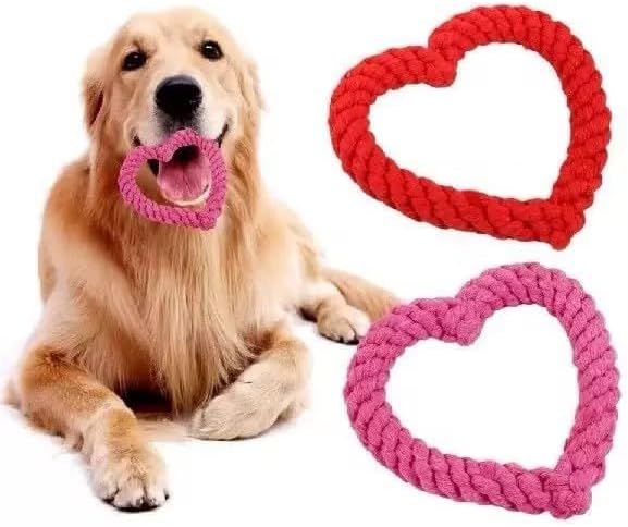 Pink Cute Dog/Cat Chew Toys, Dog Toys for Chewers, Heavy Duty Dental Dog Rope Toy for Dogs, Creative Love Heart Shaped Interactive,Puppy,Girl Puppy