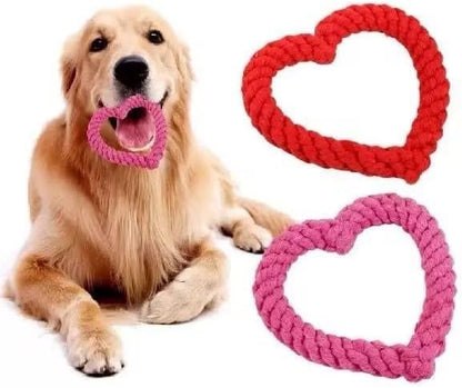 Pink Cute Dog/Cat Chew Toys, Dog Toys for Chewers, Heavy Duty Dental Dog Rope Toy for Dogs, Creative Love Heart Shaped Interactive,Puppy,Girl Puppy