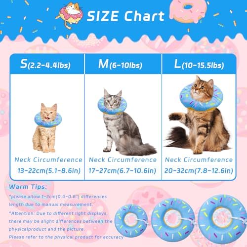 Seyezo Cat Cone Collar Soft, Adjustable Cat Recovery Collars, Donut Blue, S - Image 2