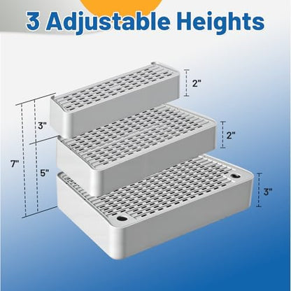 Cat Litter Box Steps, Adjustable 3-Step, 13.5x9x7in, Light Grey - Image 3