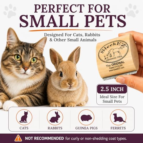 SleekEZ Cat Brush for Shedding - Deshedding Brush for Cats - Patented Grooming Tool for Removing Loose Fur, Undercoat & Hair - Made in USA - Works on Short, Medium & Long Coats - Image 6