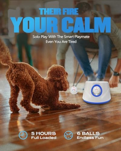 Automatic Dog Ball Thrower Launcher for Small to Medium Dogs, Tennis Machine Ball Thrower for Dogs, Interactive Dog Toys for Boredom, Games to Keep Them Busy, Includes 6 ETPU Balls, 2.3 Inch (BLUE) - Image 4