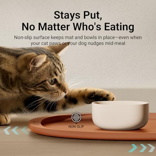 DownyPaws Cat Food Mat,Silicone Waterproof Feeding Mat, 18"×12.5", Coral - Image 7