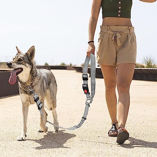 YAOHDAO Dog Seat Belt Harness for Car, Restraint Adjustable with Elastic Bungee Buffer Headrest for Vehicle, 360° Swivel Carabiner Nylon Pet Safety Seat Belts Heavy Duty Car Harness for Dogs (Grey) - Image 3