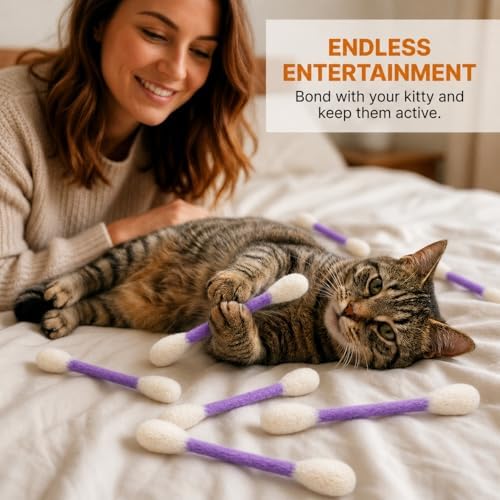 Glaciart One Swabs Cat Toys with Catnip - 6 Pk | Durable for Chew, Cute Cat Toys Interactive Kitty for Boredom, Exercise, & Play | Filled w/Organic Catnip for Anxiety & as Digestive Aid | Gift Idea - Image 5
