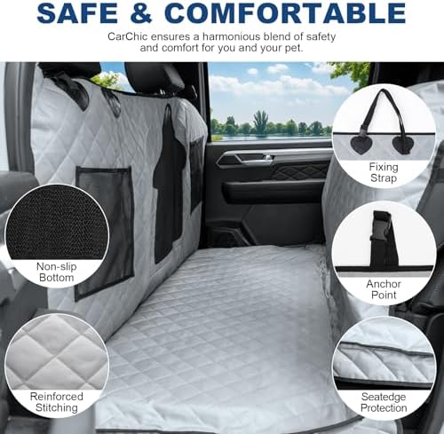 Dog Car Seat Cover for Back Seat - Waterproof Pet Hammock with Embedded Insert Door Protectors (XLarge for Crew Cab Truck with Fold‑Up Seat) - Image 3