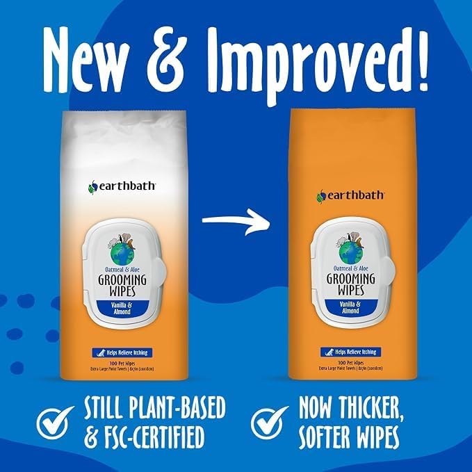 earthbath Oatmeal & Aloe Grooming Wipes, Vanilla & Almond - 100 Ct, 1 Pack - Image 3