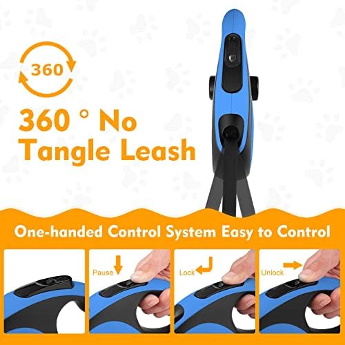 26 Ft Retractable Dog Leash with Chew Proof Cable - Blue - Image 6