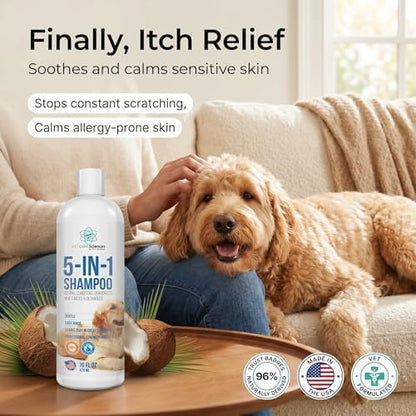 16 floz 5 in 1 Dog Shampoo for Itchy Skin - Sensitive Skin Dog Shampoo for Smelly Dogs - Dog Shampoos & Conditioners - Made in The USA - Image 2