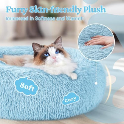 rabbitgoo Calming Cat Beds for Indoor Cats, 20 inches, Light Blue - Image 2
