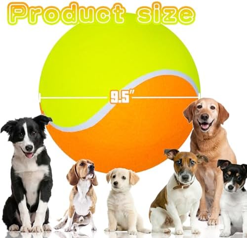 Banfeng Big Tennis Ball for Dogs, Giant Dog Tennis Ball Toy Large Outdoor Sports Gift for Small Medium Large Dog (Yellow Orange, 9.5 inch) - Image 2