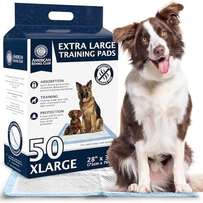AKC Dog Training Pads, Unscented, XL 28" x 30", 50 Count by AmericanKennelClub