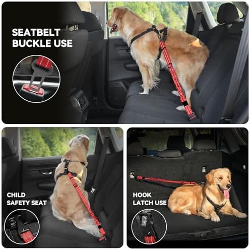Pawaboo Dog Seat Belt Harness for Car, Seatbelt Harness with 2 in 1 Buckle - Image 4