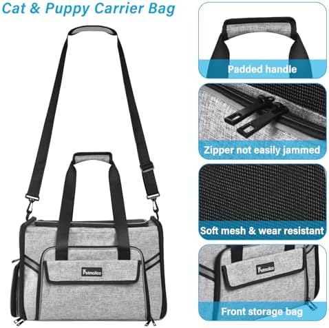 Petmolico Cat Carrier Soft-Sided Airline Approved, Medium, Grey-X862 - Image 2