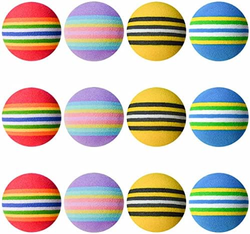 12 Pack Foam Cat Soccer Balls - Soft, Quiet, Interactive Toys for Kitten, Dog, Puppy - Indoor Activity Play, Chase, Training, Chewing by yuntop