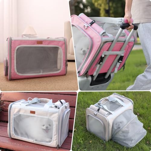 Soft Cat Carriers Pink Small Dog Carrier Airline Approved,Expandable Pet Carrier,Strudy,Ventilated,Soft Sided Pets Carriers Cage,Durable Small Animals Travel Bag Outdoor Carry Kennel - Image 5